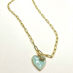 Gold tone paper chain link with charms